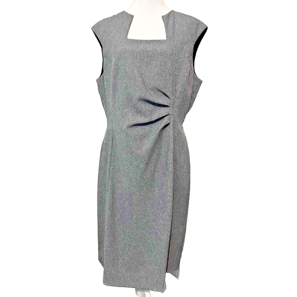 Alex Marie Professional Dress Gray Sleeveless Asymmetrical Neck Size 14 Career